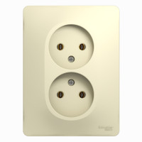 GLOSSA Розетка двойная без заземления в сборе бежевая (Systeme Electric) GSL000220