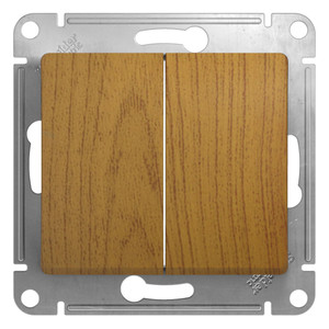 GLOSSA Выключатель двухклавишный в рамку дуб схема 5 (Systeme Electric) GSL000551