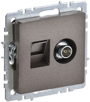 BRITE Розетка двойная TV+RJ45 кат.5E РТВ/РК12-БрТБ темная бронза (IEK) BR-AK20-1-K45