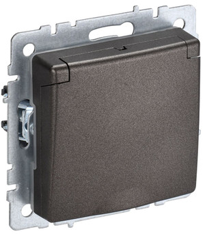 BRITE Розетка с заземлением с защитными шторками и крышкой 16А IP44 РСбш10-3-44-БрТБ темная бронза (IEK) BR-R16-16-44-K45