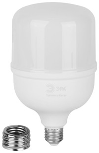 Лампа светодиодная высокой мощности LED 80 Вт 8000Лм 6500К T120 холодный E27/E40 (переходник) 170-265В LED POWER T120-80W-865-E27/E40 Green Line (ЭРА) Б0067066