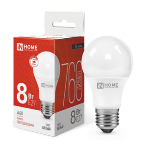 Лампа светодиодная LED-A60-VC 8Вт 230В Е27 4000К 760Лм IN HOME (IN-HOME) 4690612024028