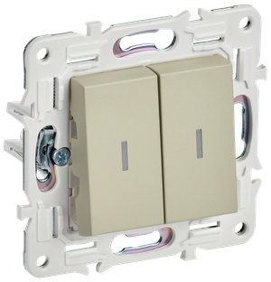 SKANDY Выключатель 2-клавишный проходной с индикацией 10А SK-V10B бежевый IEK (IEK) SK-V22-1-10-K10