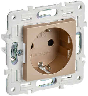 SKANDY Розетка с заземлением с защитными шторками 16А безвинтовое крепление SK-R06Sa песочный IEK (IEK) SK-R14-16-1-K98