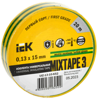 Изолента ПВХ желто-зеленая 15мм 20м (IEK) UIZ-13-10-K52