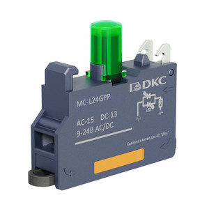 Контактный блок с клеммным безвинтовым зажимом со светодиодом на 9-24В, зеленый (DKC) MC-L24GPP