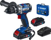 Дрель-шуруповерт бесщеточная 20В, 2 АКБ (2Ач), в кейсе, Профессионал (ЗУБР) DB-201-22