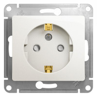 GLOSSA Розетка с заземлением со шторками перламутр в рамку (Systeme Electric) GSL000645