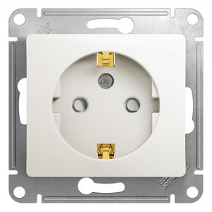 GLOSSA Розетка с заземлением со шторками перламутр в рамку (Systeme Electric) GSL000645