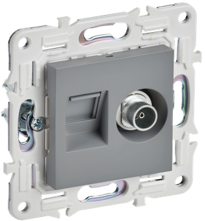 SKANDY Розетка двойная TV+RJ45 кат.5E SK-A14Gr серый IEK (IEK) SK-AK20-1-K03