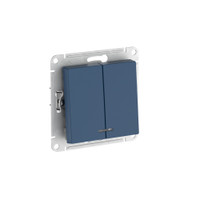 ATLASDESIGN 2-клавишный ВЫКЛЮЧАТЕЛЬ с подсветкой ,сх.5а, 10АХ,мех., быстрозажимные клеммы, АКВАМАРИН (Systeme Electric) ATN001153S