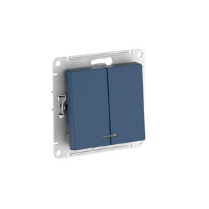 ATLASDESIGN 2-клавишный ВЫКЛЮЧАТЕЛЬ с подсветкой ,сх.5а, 10АХ,мех., быстрозажимные клеммы, АКВАМАРИН (Systeme Electric) ATN001153S