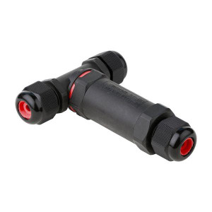 Кабельный коннектор Т-образный (клеммник 3PIN)    IP68 FreeTools (EKF) plc-uac-cb3T