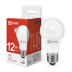 Лампа светодиодная LED-A60-VC 12Вт 230В Е27 4000К 1140Лм IN HOME (IN-HOME) 4690612020242