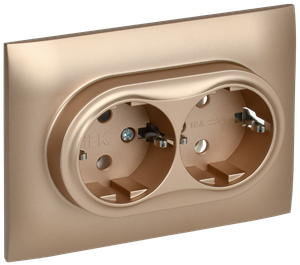 SKANDY Розетка 2-местная с заземлением без защитных шторок 16А в сборе SK-R08Sa песочный IEK (IEK) SK-R21-16-K98-F