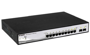 Коммутатор управляемый L2 10 портов RJ45/SFP 10 100 1000 Мб/с PoE 65Вт (D-Link) DGS-1210-10P/F3A
