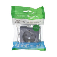 Розетка ATLASDESIGN с заземлением со шторками 16А механизм грифель (Systeme Electric) ATN000745