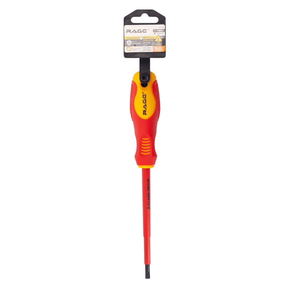 Отвертка диэлектрическая шлицевая VDE SL5.5 x 125 (Rage) 397028