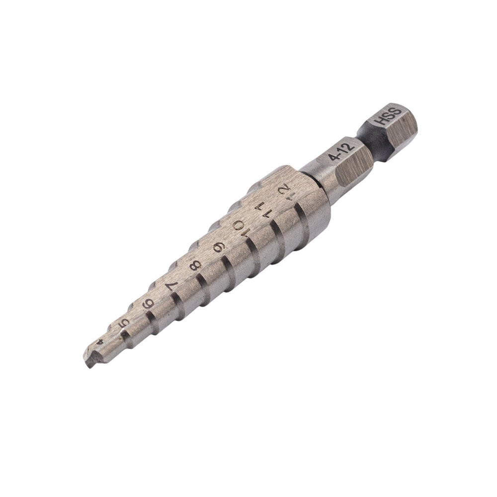 Сверло ступенчатое Р6М5 с шестигранным хвостовиком 4-12 мм (Rage) 554001