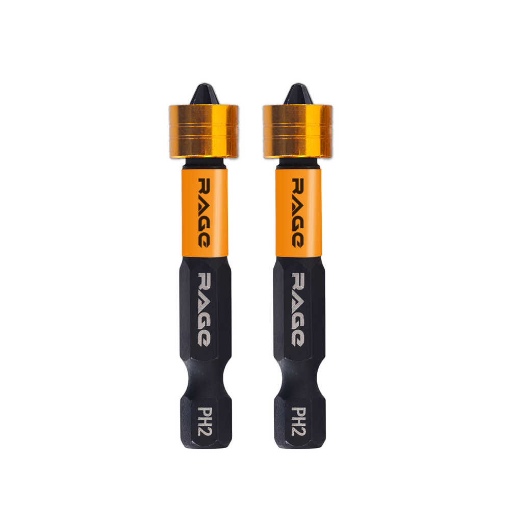 Биты с магнитным ограничителем PH2 x 50 мм 2 шт для ДСП гипсокартона (Rage) 554133