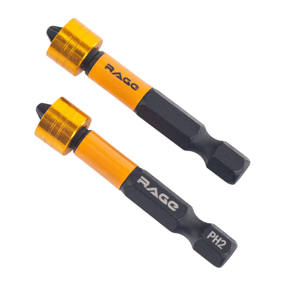 Биты с магнитным ограничителем PH2 x 50 мм 2 шт для ДСП гипсокартона (Rage) 554133