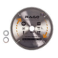 Диск пильный по алюминию 216 мм 100Z посадка 30 мм + кольцо 25.4 мм 20 мм 16 мм (Rage) 594503