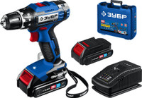 Дрель-шуруповерт 20В, 2 АКБ (2Ач), в кейсе, Профессионал (ЗУБР) DL-201-22