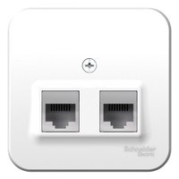 Розетка BLANCA наружная двойная компьютерная RJ45+телефонная RJ11, кат.5e, с изолирующей пластиной, белый (Systeme Electric) BLNIA045111