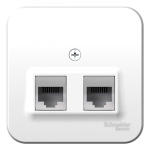 Розетка BLANCA наружная двойная компьютерная RJ45+телефонная RJ11, кат.5e, с изолирующей пластиной, белый (Systeme Electric) BLNIA045111