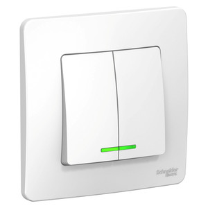 BLANCA скрытой установки двухклавишный выключатель (cх.5) с подсветкой, 10A, 250B, белый (Systeme Electric) BLNVS010511