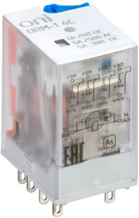 Реле интерфейсное ORM 4C 24В DC со светодиодом и тестовой кнопкой (ONI) ORM-1-4C-DC24V-L-B