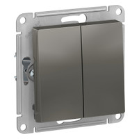 Выключатель двухклавишный ATLASDESIGN схема 5 10АХ механизм сталь (Systeme Electric) ATN000951