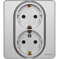 Розетка 2X2К+З немецкий стандарт 16 А 250 В~ INSPIRIA алюминий (Legrand/Daccord) 673752