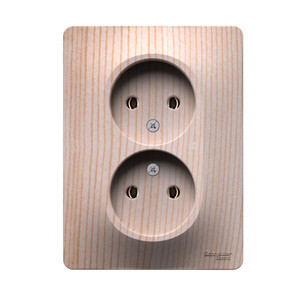 GLOSSA розетка двойная без заземления,16А, в сборе, сосна (Systeme Electric) GSL001520