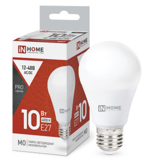 Лампа светодиодная низковольтная LED-MO-PRO 10Вт 12-48В Е27 4000К 900Лм IN HOME (IN-HOME) 4690612038032