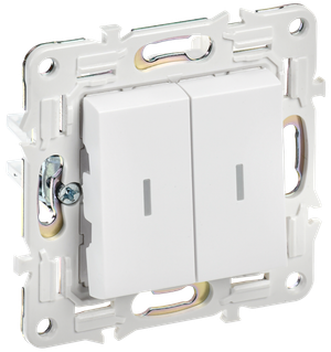 SKANDY Выключатель 2-клавишный проходной с индикацией 10А SK-V10W арктический белый IEK (IEK) SK-V22-1-10-K01