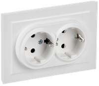BRITE Розетка 2-местная с заземлением без защитных шторок 16А в сборе РС12-3-БрАБ арктический белый IEK (IEK) BR-R21-16-K91-F