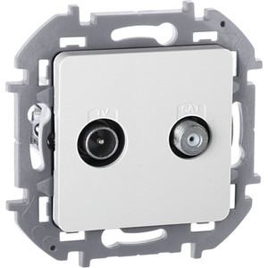 Розетка двойная TV+SAT тип звезда двухкабельная белый INSPIRIA (IEK) 673880