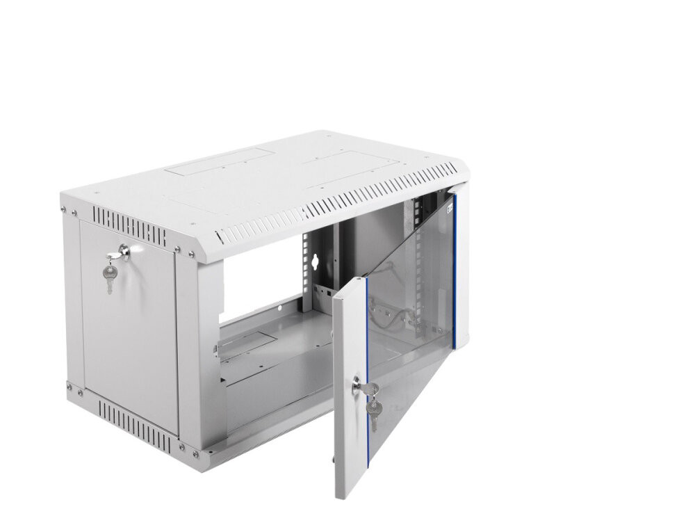 Шкаф телекоммуникационный настенный разборный 6U (600х350) дверь стекло (ЦМО) ШРН-Э-6.350