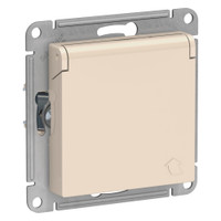 Розетка ATLASDESIGN с заземлением со шторками с крышкой 16А IP20 механизм бежевый (Systeme Electric) ATN000246