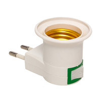 Переходник вилка-Е27 с выключателем белый (EKF) ADF-E27-s-w