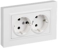 BRITE Розетка 2-местная с заземлением с защитными шторками плоская 16А в сборе РСшПл12-3-БрАБ арктический белый IEK (IEK) BR-R28-16-K91-F