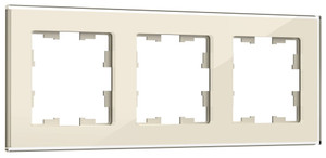 BRITE Рамка 3 поста РУ-3-2-БрВа стекло ванильный (IEK) BR-M32-G-K10