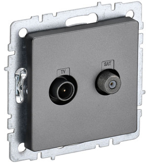 BRITE Розетка двойная TV+SAT РТВ/РСп12-БрС сталь (IEK) BR-AF20-O-K46