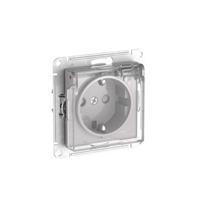ATLASDESIGN AQUA РОЗЕТКА с заземлением со шторками с прозрачной крышкой, 16А,IP44, быстрозажимные клеммы,АЛЮМИН (Systeme Electric) ATN440346S