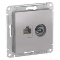 Розетка ATLASDESIGN двойная компьютерная+ТВ RJ45+TV категория 5E механизм алюминий (Systeme Electric) ATN000389