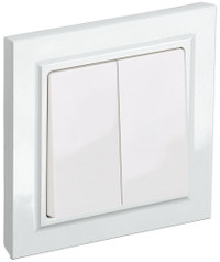 BRITE Выключатель двухклавишный 10А в сборе ВСР10-2-0-БрБ белый (IEK) BR-V20-0-10-K01-F