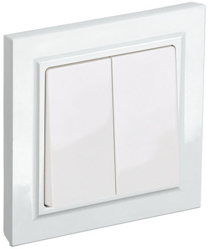 BRITE Выключатель двухклавишный 10А в сборе ВСР10-2-0-БрБ белый (IEK) BR-V20-0-10-K01-F