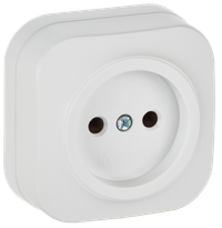 GLORY Розетка 1-местная для открытой установки без заземления без защитных шторок 10А РС20-2-ХБм белый матовый IEK (IEK) ERH10-K01M-10