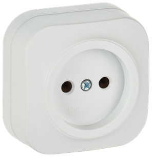GLORY Розетка 1-местная для открытой установки без заземления без защитных шторок 10А РС20-2-ХБм белый матовый IEK (IEK) ERH10-K01M-10